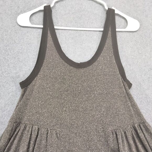 free people beach Baby Doll Tunic Wmns Small Gold Shimmer Sleeveless Tank Swing - Picture 2 of 13